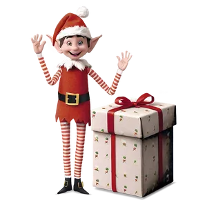 Christmas Elf Wrapping Gifts Png Vog26 PNG image