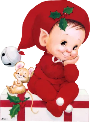 Christmas Elfand Mouse Friends PNG