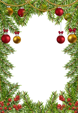 Christmas Fir Tree Ornaments Border Design PNG image