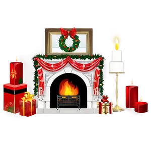Christmas Fireplace Decor PNG Aoa90