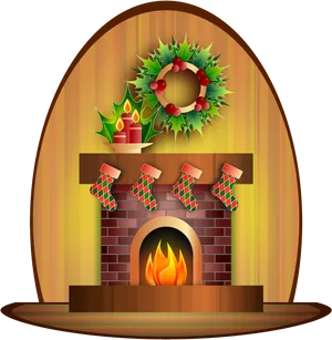 Christmas Fireplace Decoration Illustration PNG image