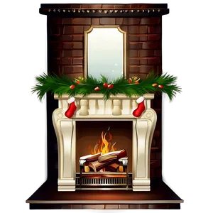 Christmas Fireplace In Cozy Room PNG Axg PNG