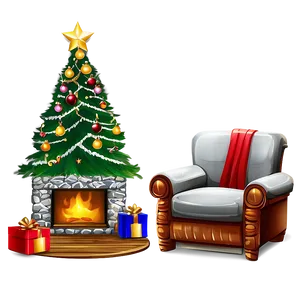 Christmas Fireplace In Log Cabin PNG Rwf86 PNG