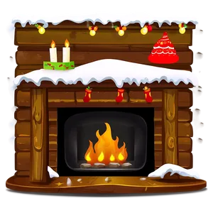 Christmas Fireplace In Snowy Cabin Png Ktv37 PNG image