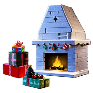 Christmas Fireplace With Elves PNG 06262024