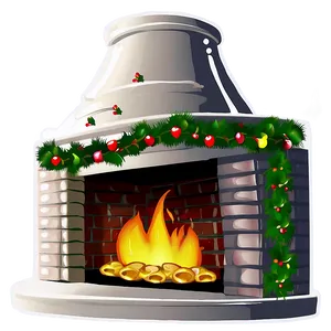 Christmas Fireplace With Holly Decoration Png Dcn PNG image