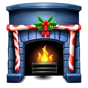 Christmas Fireplace With Mistletoe PNG Hyn