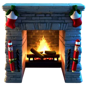Christmas Fireplace With Nutcrackers PNG Njt66 PNG