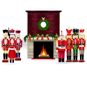 Christmas Fireplace With Nutcrackers Png Rcy34 PNG image