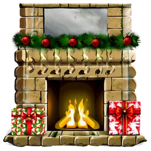 Christmas Fireplace With Presents Png 06262024 PNG image