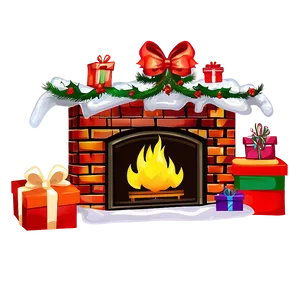 Christmas Fireplace With Presents PNG 72