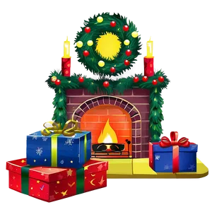 Christmas Fireplace With Presents PNG Oio75 PNG