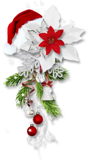 Christmas Floral Arrangementwith Santa Hat PNG image