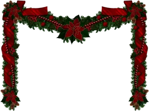 Christmas Frame Poinsettiaand Holly Decoration PNG image