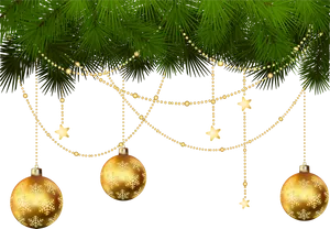 Christmas Garlandand Ornaments PNG image