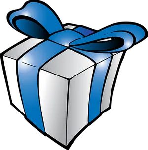 Christmas Gift Box Blue Ribbon