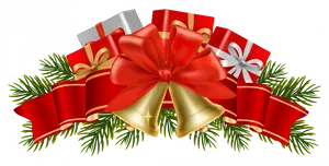 Christmas Giftsand Bells Decoration PNG image