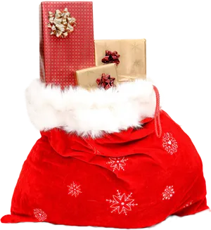 Christmas Giftsin Santa Bag PNG image