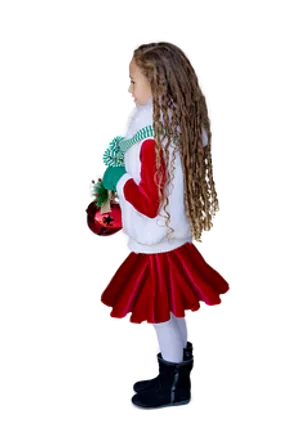 Christmas Girl Holding Ornament