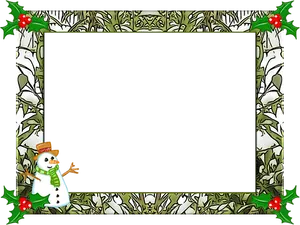 Christmas Holly Framewith Snowman