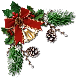 Christmas Hollyand Bells Decoration PNG image