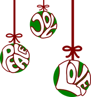 Christmas Joy Peace Love Ornaments PNG image
