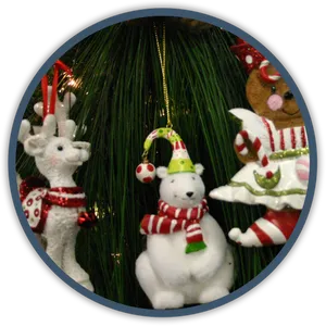 Christmas Ornaments Circle Frame PNG image