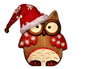Christmas Owl Wooden Decoration PNG image