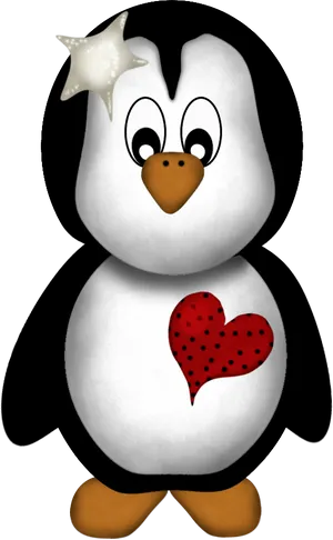 Christmas Penguinwith Heartand Star Clipart PNG image