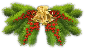 Christmas Pineand Bells Decoration PNG image