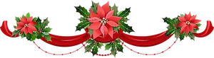 Christmas Poinsettia Decoration Banner PNG image