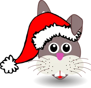 Christmas Rabbit Cartoon Santa Hat