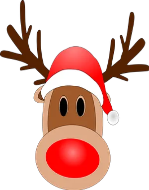 Christmas Reindeer Cartoon Santa Hat