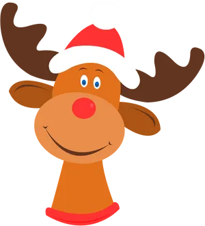 Christmas Reindeer Cartoon Santa Hat PNG image