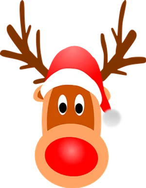 Christmas Reindeer Cartoon Santa Hat