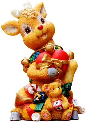 Christmas Reindeerand Teddy Bear Decoration PNG image