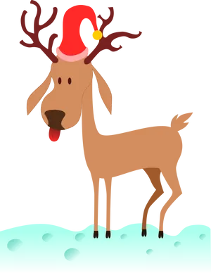 Christmas Reindeerin Santa Hat PNG image