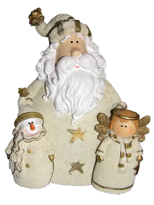 Christmas Santa Snowman Angel Figurines PNG image