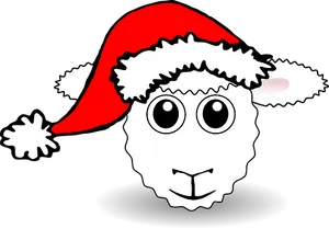 Christmas Sheep Cartoon Santa Hat PNG image