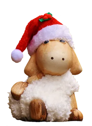 Christmas Sheep Decorationwith Santa Hat PNG image