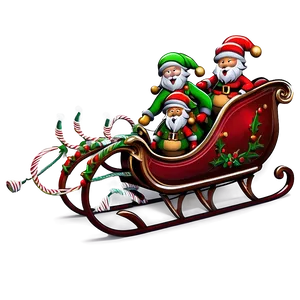 Christmas Sleigh With Elves PNG 73