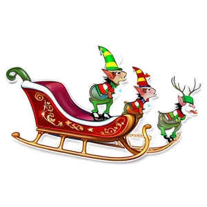 Christmas Sleigh With Elves PNG Umv98 PNG