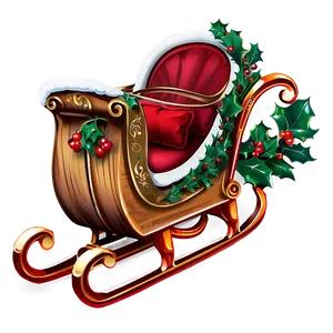 Christmas Sleigh With Holly PNG 43