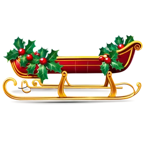 Christmas Sleigh With Holly PNG 77