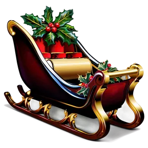 Christmas Sleigh With Holly PNG 95
