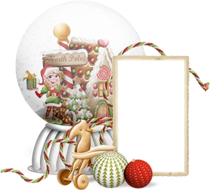 Christmas Snow Globe Framewith Elfand Toys PNG image