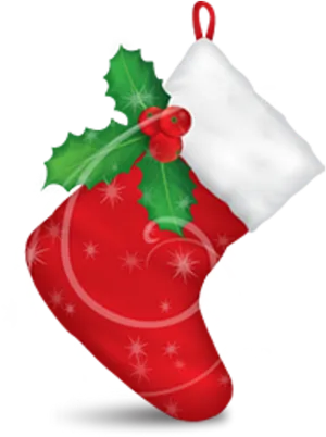 Christmas Stocking Holly Decoration PNG