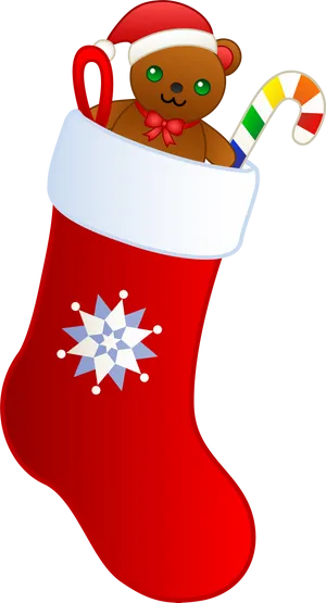 Christmas Stocking Teddy Bear Candy Cane PNG