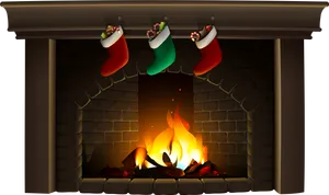Christmas Stockingsby Fireplace PNG image