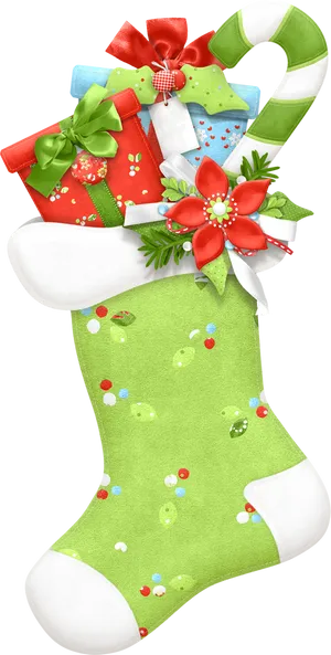 Christmas Stockingwith Giftsand Candy Cane PNG image